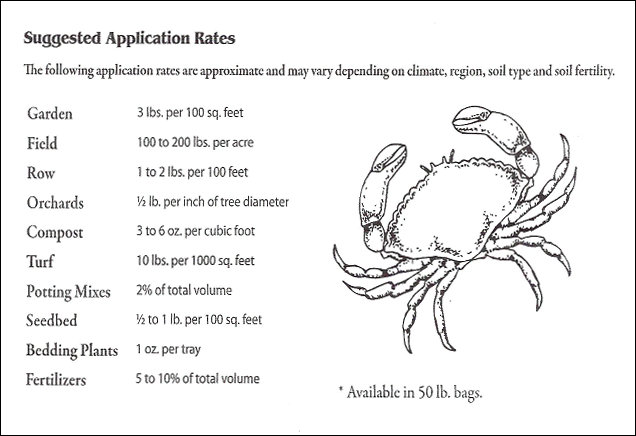Crab Lobster Shell Organic Soil Amendment Application Rates